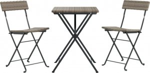 vidaXL vidaXL 3-częściowy zestaw mebli bistro, szary, polirattan 3