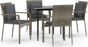 vidaXL vidaXL 5-cz. zestaw mebli ogrodowych, poduszki, czarno-szary rattan PE 2