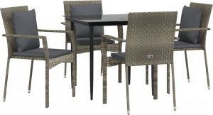 vidaXL vidaXL 5-cz. zestaw mebli ogrodowych, poduszki, czarno-szary rattan PE 3