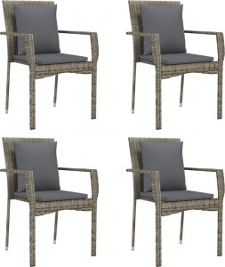 vidaXL vidaXL 5-cz. zestaw mebli ogrodowych, poduszki, czarno-szary rattan PE 4