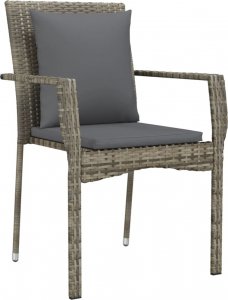 vidaXL vidaXL 5-cz. zestaw mebli ogrodowych, poduszki, czarno-szary rattan PE 5