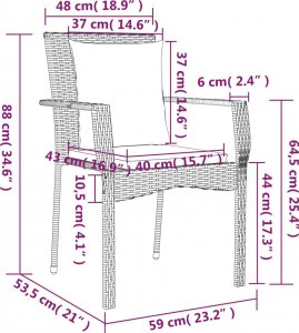vidaXL vidaXL 5-cz. zestaw mebli ogrodowych, poduszki, czarno-szary rattan PE 9