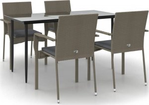 vidaXL vidaXL 5-cz. zestaw mebli ogrodowych, poduszki, czarno-szary rattan PE 2