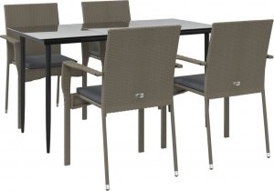 vidaXL vidaXL 5-cz. zestaw mebli ogrodowych, poduszki, czarno-szary rattan PE 3