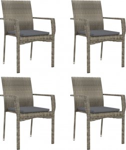 vidaXL vidaXL 5-cz. zestaw mebli ogrodowych, poduszki, czarno-szary rattan PE 4