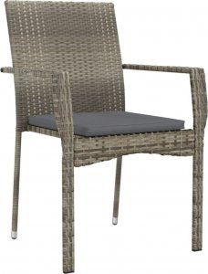 vidaXL vidaXL 5-cz. zestaw mebli ogrodowych, poduszki, czarno-szary rattan PE 5