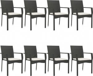 vidaXL 9-cz. zestaw mebli ogrodowych z poduszkami, czarny rattan PE 4