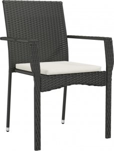 vidaXL 9-cz. zestaw mebli ogrodowych z poduszkami, czarny rattan PE 5