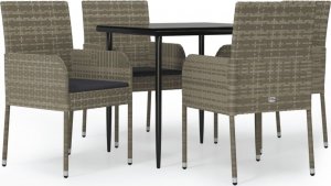 vidaXL 5-cz. zestaw mebli ogrodowych, poduszki, czarno-szary rattan PE 2