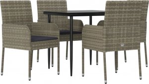 vidaXL 5-cz. zestaw mebli ogrodowych, poduszki, czarno-szary rattan PE 3