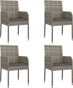 vidaXL 5-cz. zestaw mebli ogrodowych, poduszki, czarno-szary rattan PE 4