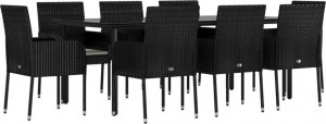 vidaXL 9-cz. zestaw mebli ogrodowych z poduszkami, czarny rattan PE 3