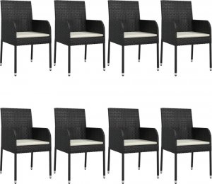 vidaXL 9-cz. zestaw mebli ogrodowych z poduszkami, czarny rattan PE 4