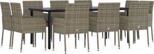 vidaXL 11-cz. zestaw mebli do ogrodu, poduszki, czarny/szary rattan PE 3