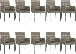 vidaXL 11-cz. zestaw mebli do ogrodu, poduszki, czarny/szary rattan PE 4