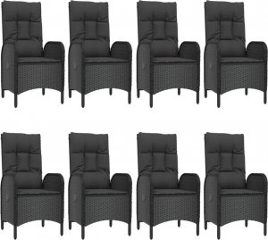 vidaXL 9-cz. zestaw mebli ogrodowych z poduszkami, czarny rattan PE 4