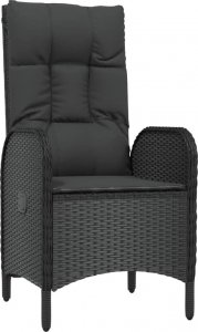 vidaXL 9-cz. zestaw mebli ogrodowych z poduszkami, czarny rattan PE 5