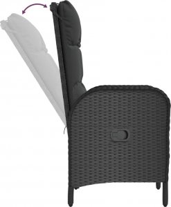 vidaXL 9-cz. zestaw mebli ogrodowych z poduszkami, czarny rattan PE 6