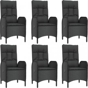 vidaXL vidaXL 9-cz. zestaw mebli ogrodowych z poduszkami, czarny rattan PE 4