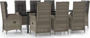 vidaXL 9-cz. zestaw mebli ogrodowych, poduszki, czarno-szary rattan PE 2