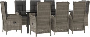 vidaXL 9-cz. zestaw mebli ogrodowych, poduszki, czarno-szary rattan PE 3