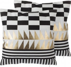 Beliani 2 poduszki dekoracyjne w geometryczny wzór 45 x 45 cm czarno-białe DALIA 2