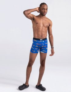SAXX Bokserki męskie szybkoschnące VIBE Boxer Brief - pojazdy - niebieskie S 3