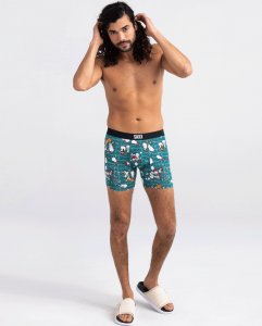SAXX Bokserki męskie szybkoschnące VIBE Boxer Brief bałwany - zielony S 4
