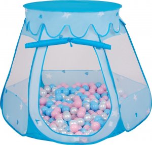 Selonis Selonis Namiot zamek NZ-100X z piłeczkami 6cm niebieski: babyblue-pudrowy róż-perła 105x90cm/100piłek Zabawka namiot dla dzieci 1