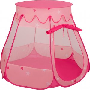 Selonis Namiot zamek NZ-100X z piłeczkami 6cm różowy: perła-szary-transparent-pudrowy róż 105x90cm/100piłek Zabawka namiot dla dzieci 2