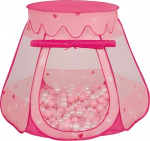 Selonis Selonis Namiot zamek NZ-100X z piłeczkami 6cm różowy: pudrowy róż-perła-transparent 105x90cm/100piłek Zabawka namiot dla dzieci 1