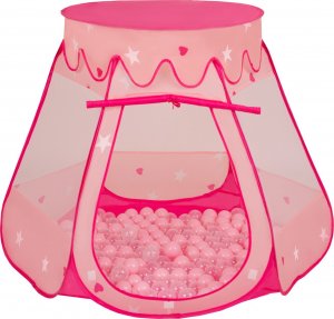 Selonis Selonis Namiot zamek NZ-100X z piłeczkami 6cm różowy: pudrowy róż-transparent 105x90cm/300piłek Zabawka namiot dla dzieci 1