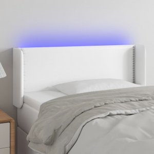 vidaXL vidaXL Zagłówek do łóżka z LED, biały, 93x16x78/88 cm, sztuczna skóra 1