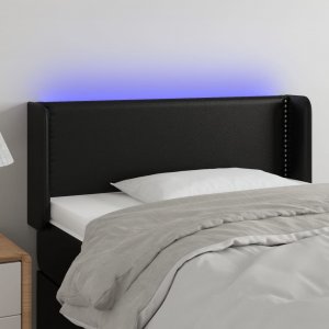 vidaXL vidaXL Zagłówek do łóżka z LED, czarny, 103x16x78/88cm, sztuczna skóra 1