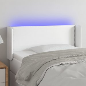 vidaXL vidaXL Zagłówek do łóżka z LED, biały, 103x16x78/88 cm, sztuczna skóra 1