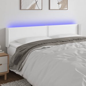 vidaXL vidaXL Zagłówek do łóżka z LED, biały, 183x16x78/88 cm, sztuczna skóra 1