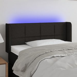 vidaXL vidaXL Zagłówek do łóżka z LED, czarny, 103x16x78/88 cm, tkanina 1