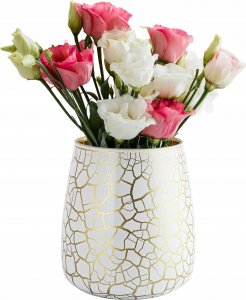 Trend For Home Wazon FLAKON na kwiaty biało złoty 17cm ozdobny 1