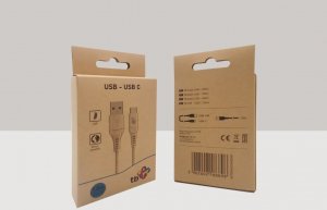 Kabel USB TB Print USB-A - USB-C 1 m Beżowy (AKTBXKUC3A10EKO) 2