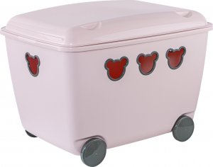 Branq BRANQ - Pojemnik Kosz na zabawki + Pokrywa - 55 L - BEAR BOX - różowy - 1900 1