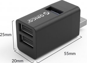 HUB USB Orico MINI-U32-BK-BP 3x USB-A 3.0 (MINI-U32-BK-BP) 3