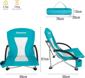 King Camp Krzesło Turystyczne Kempingowe Wędkarskie Składane KING CAMP Cyan Niskie 2