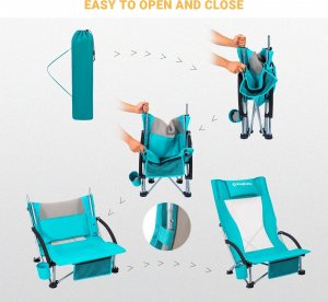 King Camp Krzesło Turystyczne Kempingowe Wędkarskie Składane KING CAMP Cyan Wysokie 4