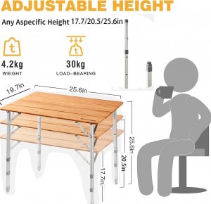 King Camp Stół Kempingowy KING CAMP Bambus 65 x 50 cm 4