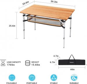 King Camp Stół Kempingowy KINGCAMP Bambus 100 x 65 cm 2