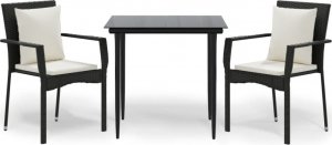 vidaXL 3-cz. zestaw mebli ogrodowych z poduszkami, czarny rattan PE 2