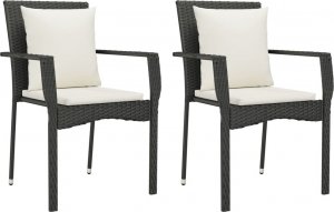 vidaXL 3-cz. zestaw mebli ogrodowych z poduszkami, czarny rattan PE 4