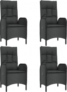 vidaXL 5-cz. zestaw mebli ogrodowych z poduszkami, czarny, polirattan 4
