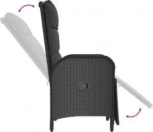 vidaXL 9-cz. zestaw mebli ogrodowych z poduszkami, czarny, rattan PE 8