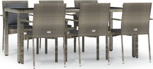 vidaXL 7-cz. zestaw mebli ogrodowych z poduszkami, szary, rattan PE 2